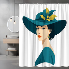 Elegant Teal Shower Curtain with Floral Design