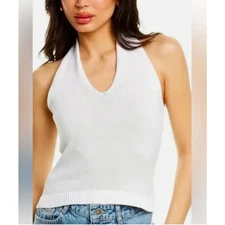 NWT 525 America Revolve Women’s Small Halter Top Light Knit Tie Back White