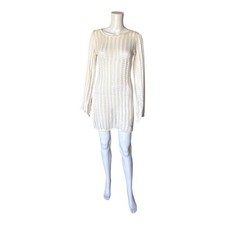 Refuge Cream Sweater Dress Crochet Womens S/M Cutout Back Long Sleeve NWT