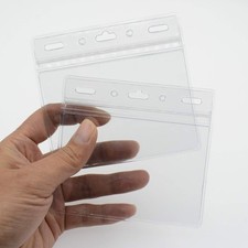 50 Pack Waterproof ID Badge Holders Fits 4x3 Inserts , Clear Vinyl Sealable,...