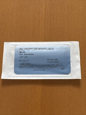 12x Medizinisches Nahtmaterial Polypropylen Mono Blue USP:3/0 Metric:2, 19mm 3/8
