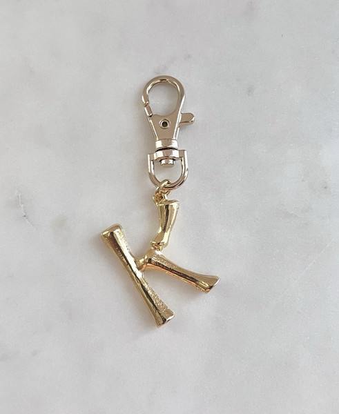 Alternate view of 24k Gold Plated Initial Keychain A-z Personalized Letter Key Ring Unisex Charm