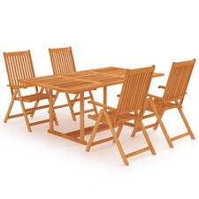 VidaXL 5 Piece Garden Dining Set Solid Teak Wood