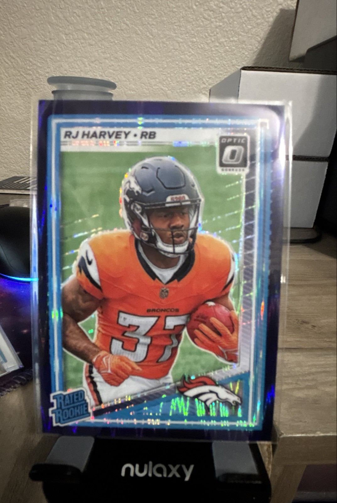 2025 Panini Donruss Optic - Rated Rookie RJ Harvey #208 Purple Shock Prizm (RC)