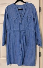 Cabela's Women's ~Blue Chambray Shirt Dress ~ 100% Cotton Belted ~ Size M