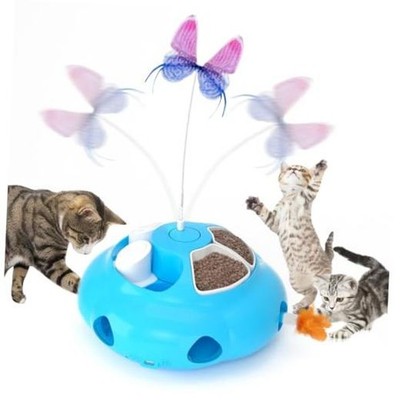 Juguetes interactivos para gatos de interior, juguete 4 en 1 para Azul A