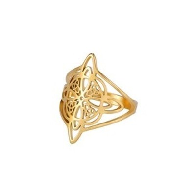 Womens Celtic Knot Statement Ring Gold 304 Stainless Steel Shield Band Size 8