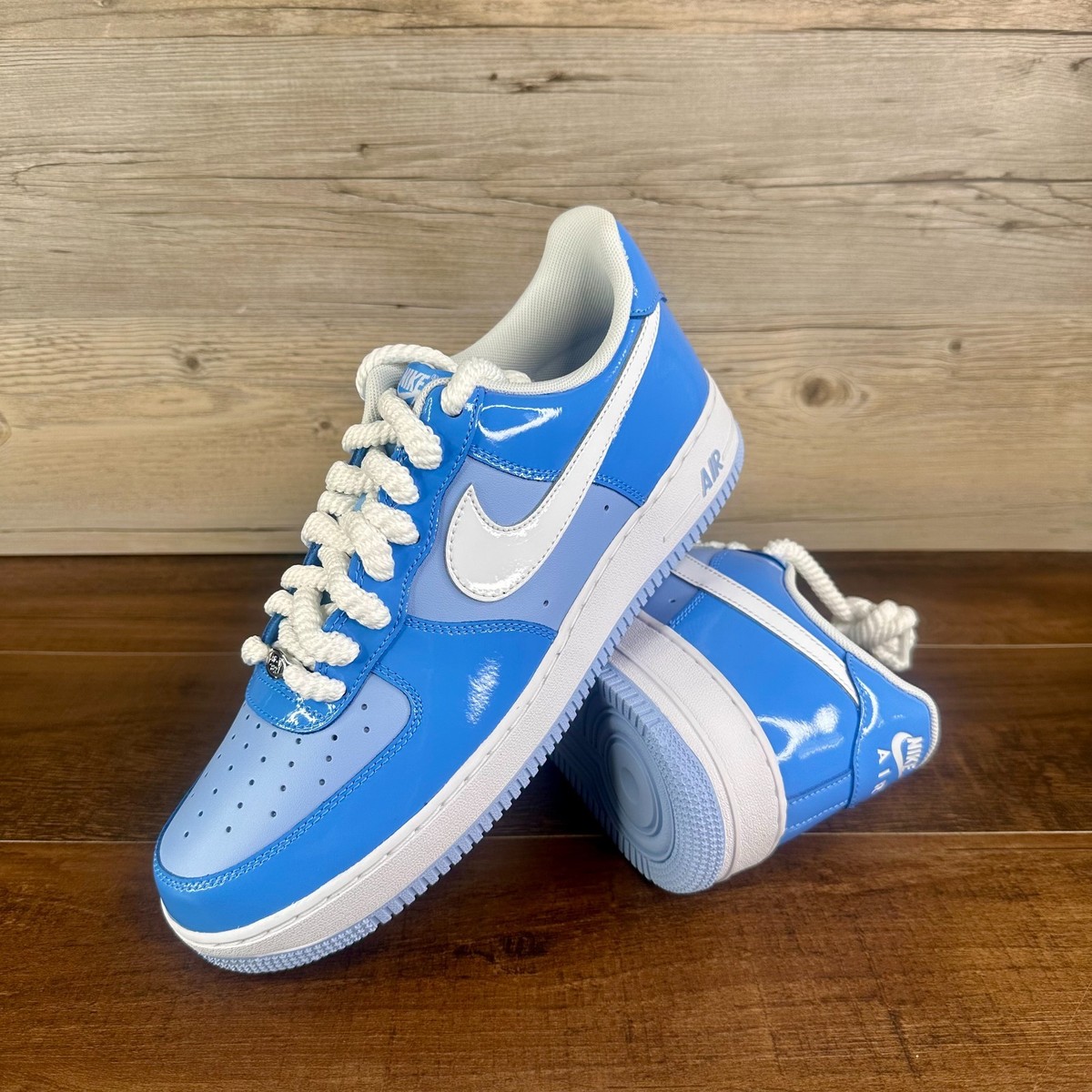 Nike Air Force 1 '07 LV8 Mens Size 12 Psychic Blue Patent White