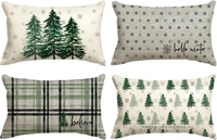 Streifen Tupfen BäUme Kiefern Schneeflocken Weihnachten KissenbezüGe 4Er Set, 30