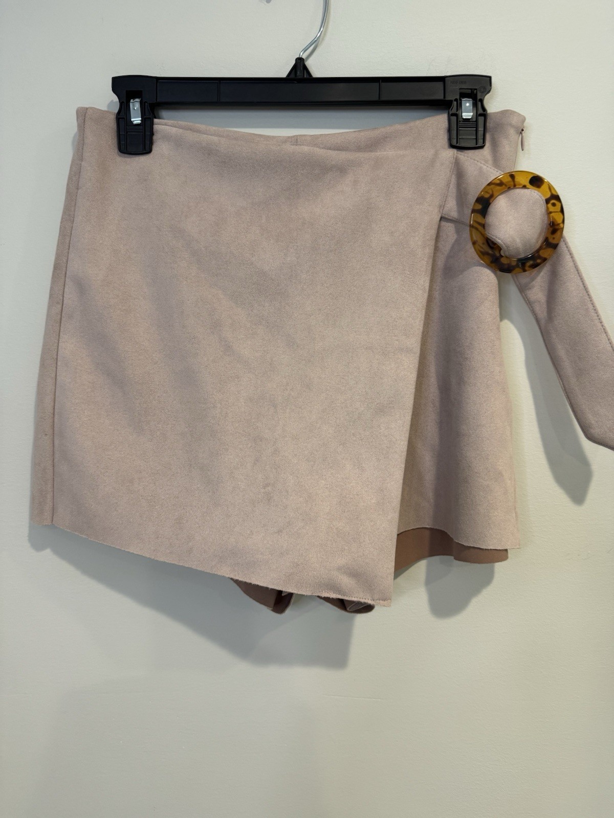 Zara Women's Brown Faux Suede Mini A-Line Skirt with Front Pockets Size Small