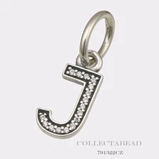Authentic Pandora Sterling Silver Hanging Letter "J" Pendant   791322CZ