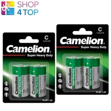 4 CAMELION C Batteries R14P Long Life Super Heavy Duty 1.5V Um2 2500Mah 2Bl New