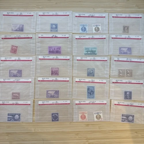 US Stamp Lot 20 Mint Singles MNH MH 1910s-1950s Collection Vintage Glassines