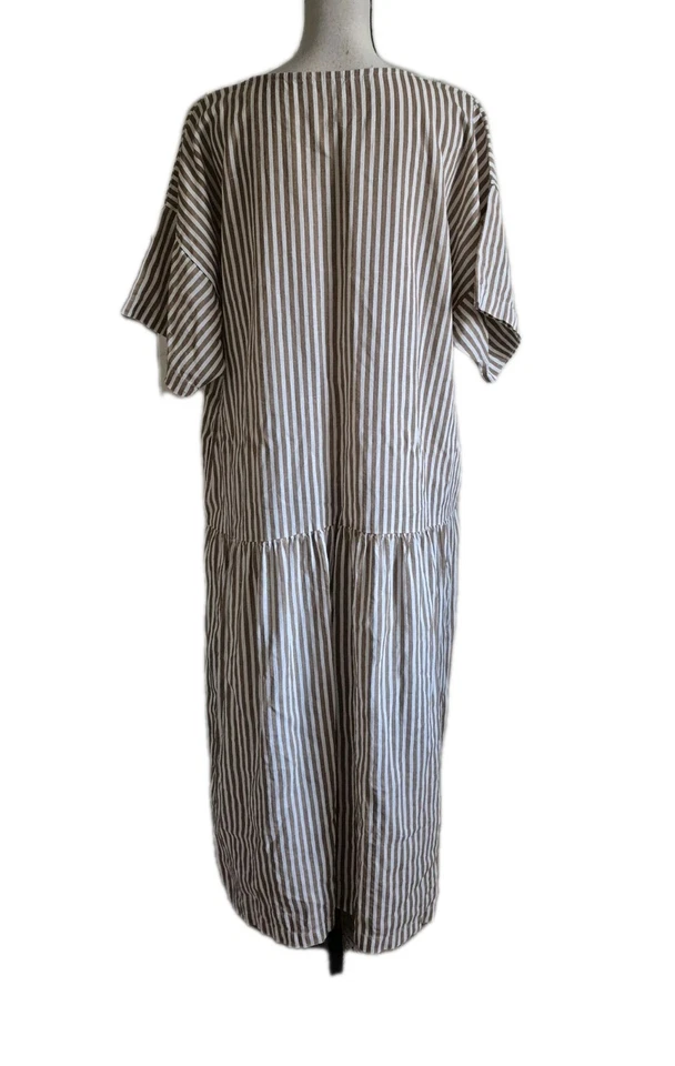 Black Crane Linen Easy Dress Thin Stripe Sz Medium Quiet Luxury Minimalist $229 - Image 4 of 4