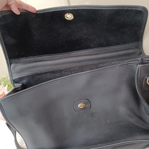 Vintage Slim Black Leather Briefcase Bag With Turn Lock - Picture 5 of 14