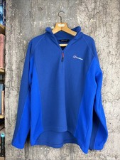 Berhgaus Fleece Top Men's Size L Blue 1/4 Zip High Neck Long Sleeve Pull Over