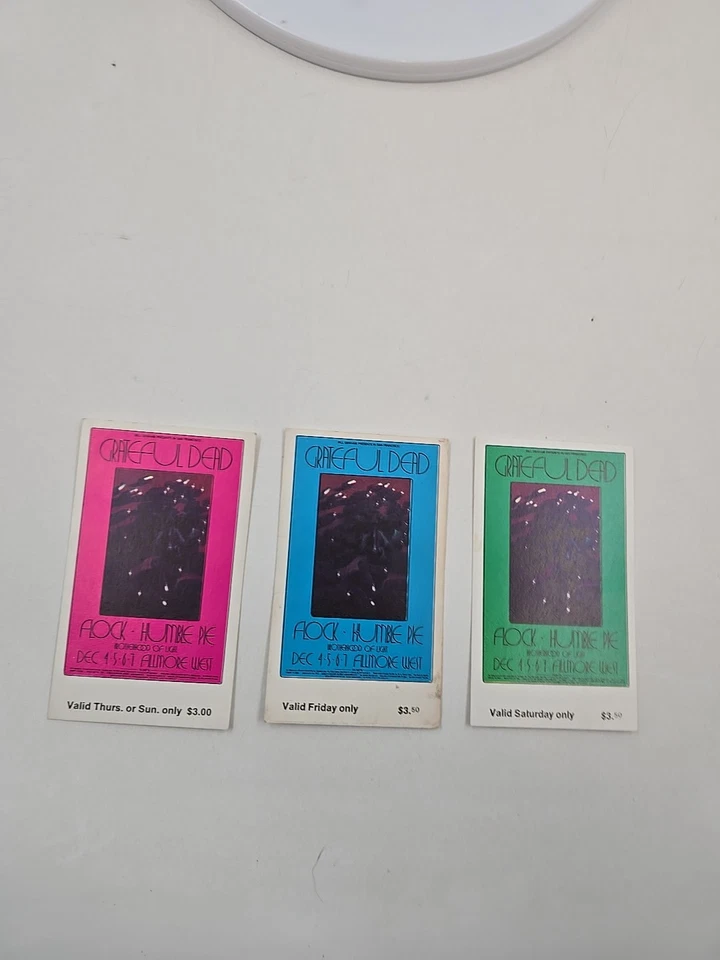 JUEGO COMPLETO DE ENTRADAS AGRADECIDAS SIN USAR DEL FILLMORE WEST DICIEMBRE 1969 Foto 4 de 4