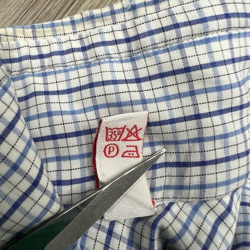 Isaia Long Sleeve Button Down Shirt Men’s Size 18 1/2 46 Blue Checkered  - Picture 14 of 18