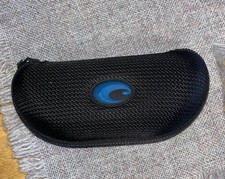 Genuine Costa Del Mar Sunglasses Case Zip Up Hard Clam Shell Black w/Blue Logo