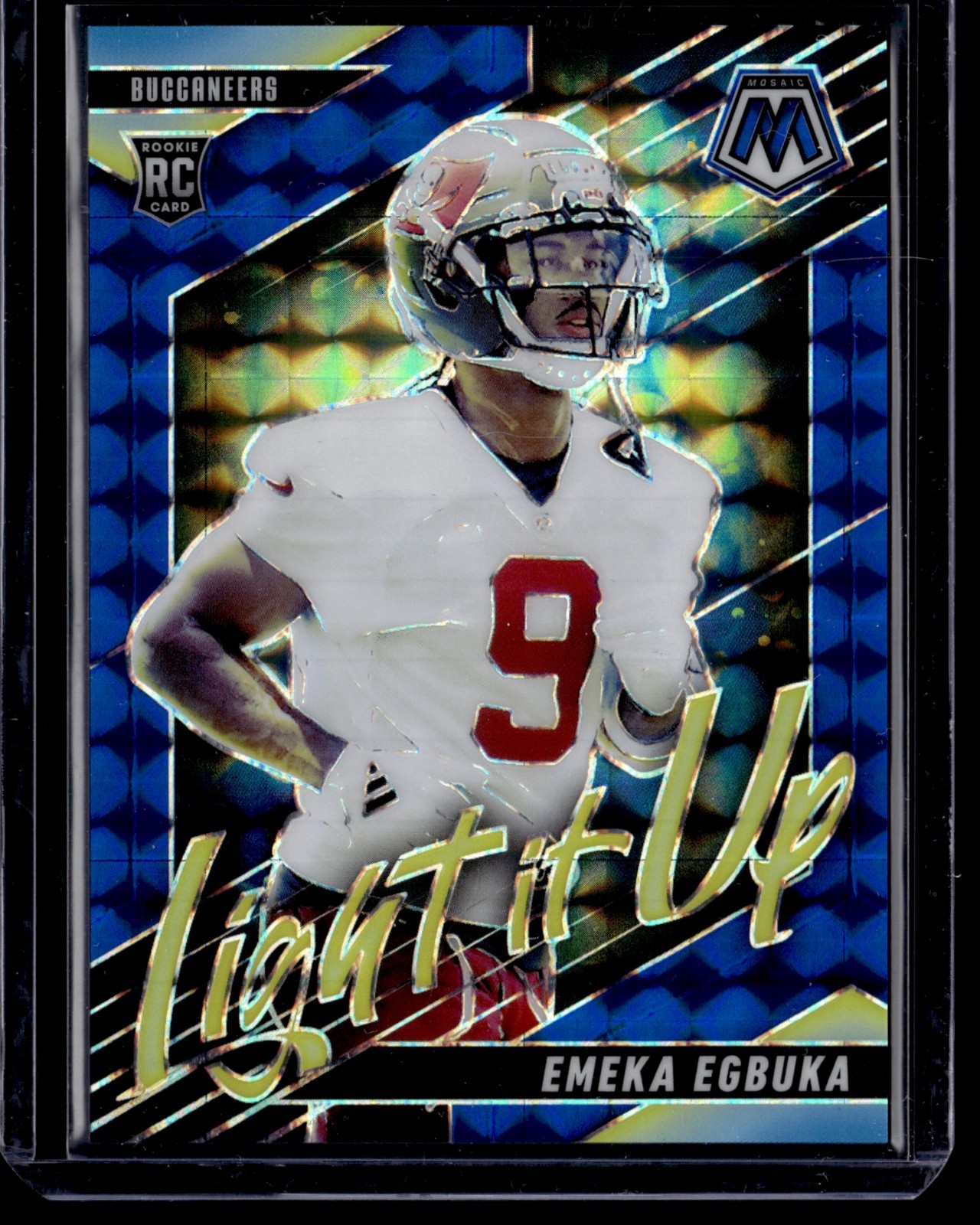 2025 Mosaic Emeka Egbuka Rookie Blue Prizm #/99 Light It Up TB Buccaneers
