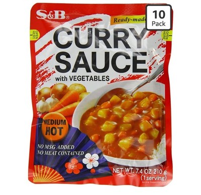 S&B Curry Sauce with Vegetables Medium Hot, 7.4 Ounce (Pack of 10) JAPAN