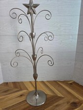 Ornament /Jewelry Display Stand Metal Silver Tone Christmas Tree Ornament Holder