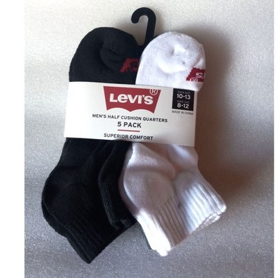 NEW 5-Pack of Mens Levi's Half Cushion Quarter-Length Socks SHOE SIZES 8-12