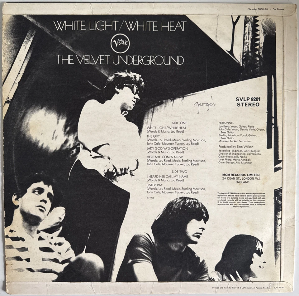 VELVET UNDERGROUND WHITE LIGHT WHITE HEAT VINYL LP VERVE UK STEREO SKULL COVER - Image 2 of 4