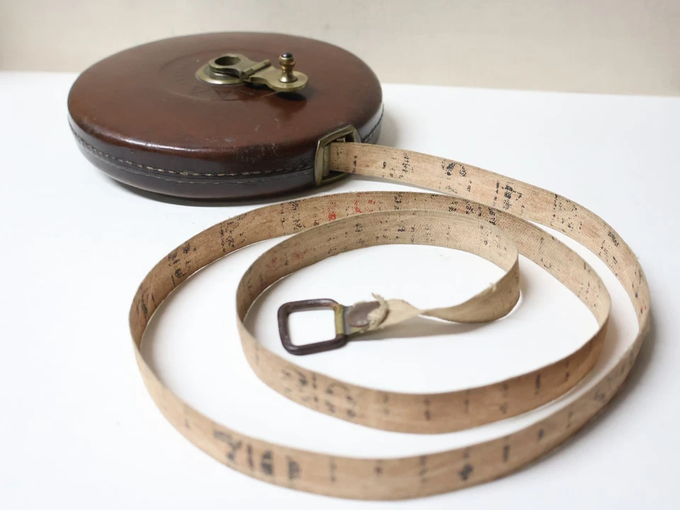 Vintage Mètre Ruban à mesurer Décamètre Hockley Abbey John Rabone & Sons 1940s - Photo 4/4