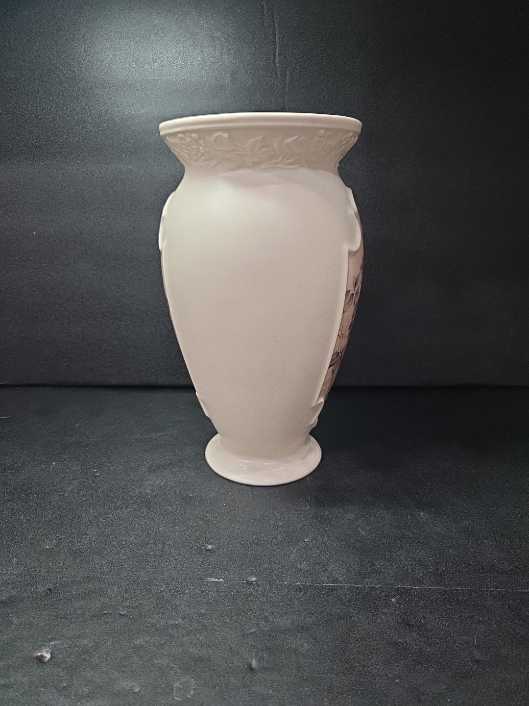 FTD Embossed Pink Roses Floral Vase, 9.5" Ceramic Flower Pot, Cottagecore Decor