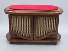 Gorgeous Handmade Vintage Footed Wooden Jewelry Box 7 Drawers 2 Doors 13x8x7"