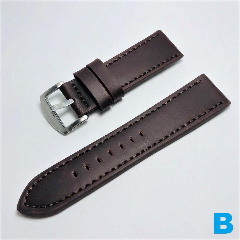 Correa De Cuero Para Reloj - Hebilla De Acero Inoxidable - 18 / 20 / 22 mm