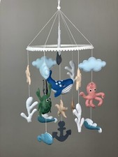 Ocean baby mobile ship Nautical crib mobile nursery Under the sea mobile felt