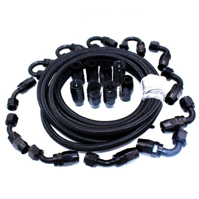 5M AN8 Nylon Stainless Steel Braided Fuel Hose End Fuel Adapter