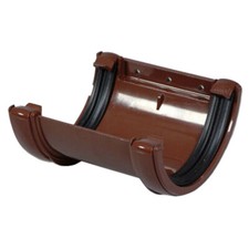 FloPlast RU1B Half Round Gutter Union, Brown *Bulk Buy Available*