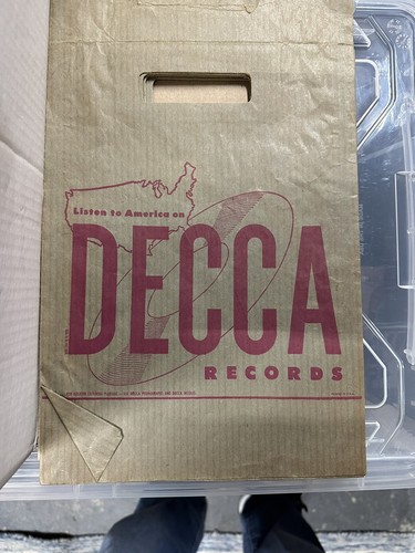 Listen To America On DECCA RECORDS In Store Record Bag, Vintage New old stock