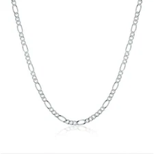 Italian 2mm Figaro Style Chain Necklace Sterling Silver