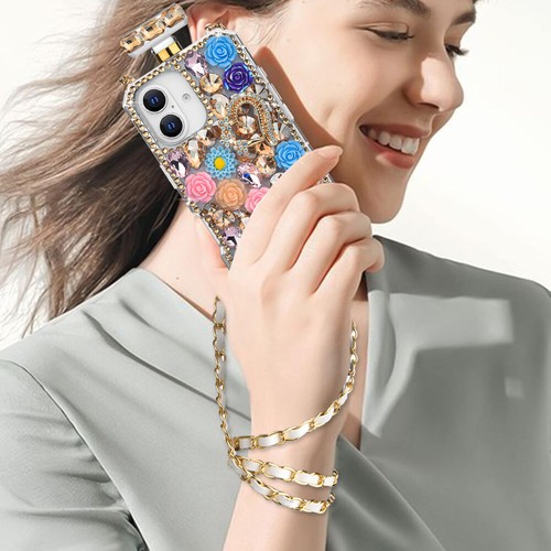 Für Apple iPhone 16 Plus - Parfüm Flakon Cover Case mit Edelstein Strass Armband - Bild 22 von 31