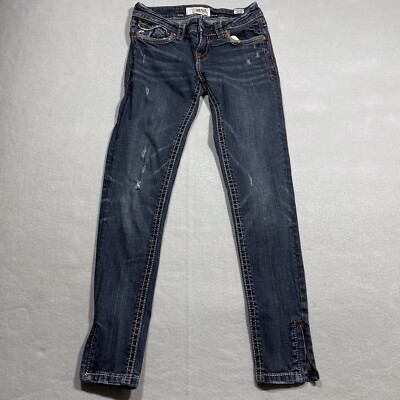 MEK Jeans Women s 25 X 29 Island Harbour Cigarette Blue Zip Ankle Embellished