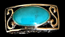 FILIGREE DESIGN TURQUOISE SIZE 6 STERLING .925 SILVER RING 10.18 GRAMS X4