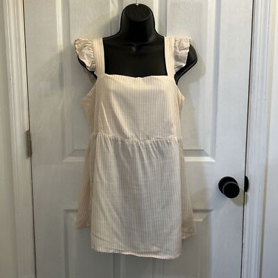 NWT Ingrid & Isabel Maternity Flutter Tank Top Tie Back White Peach Size Medium