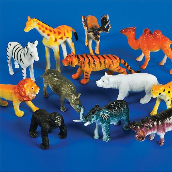 48 PLASTIC ZOO ANIMALS LION, ZEBRA, ELEPHANT, TIGER, ETC GOODY