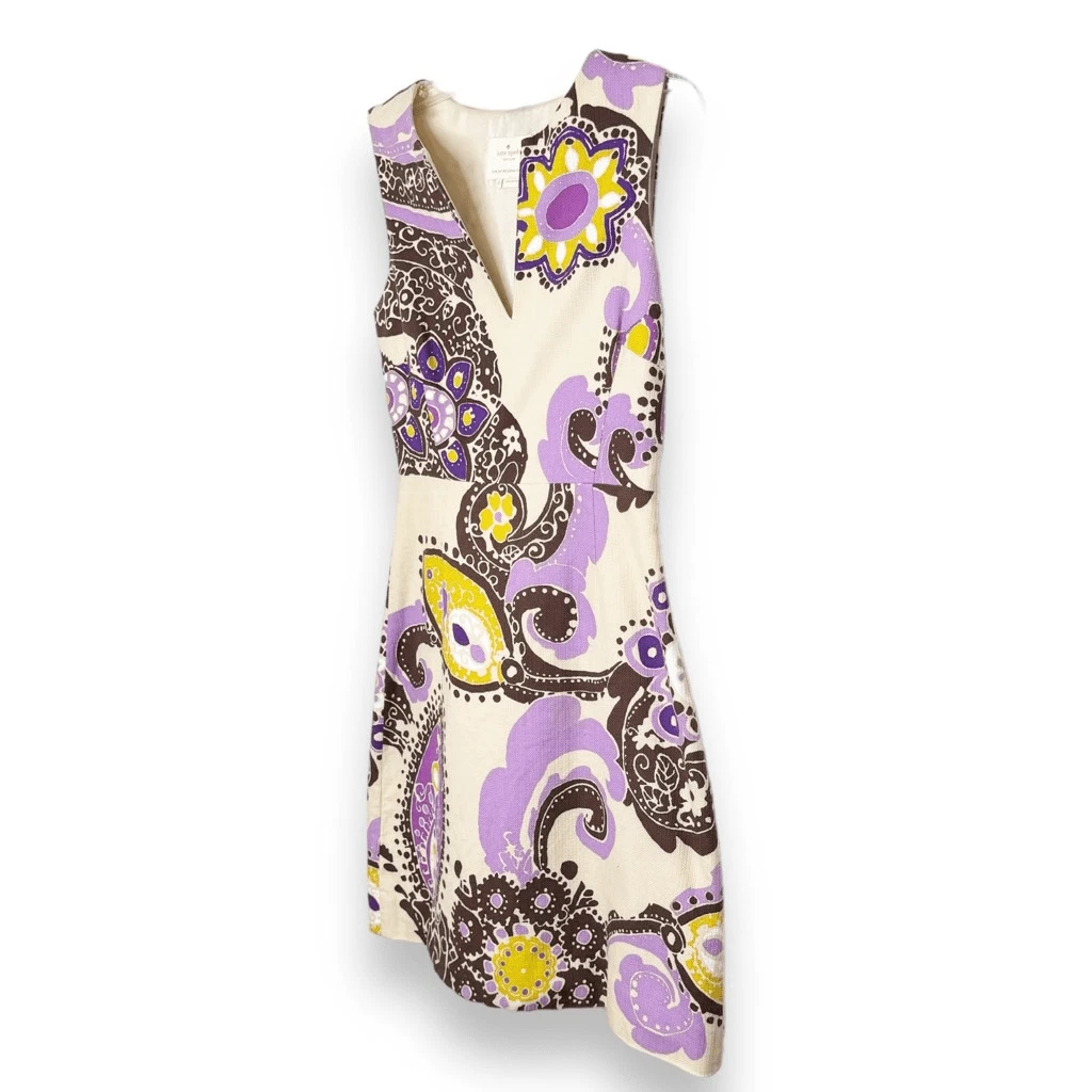 Abito Kate Spade Keiran ortensia marocchino paisley guaina cotone donna taglia 2