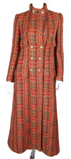 CHANEL 14,150 2021 21A Orange  Green Metallic Tweed CC Button Coat 36