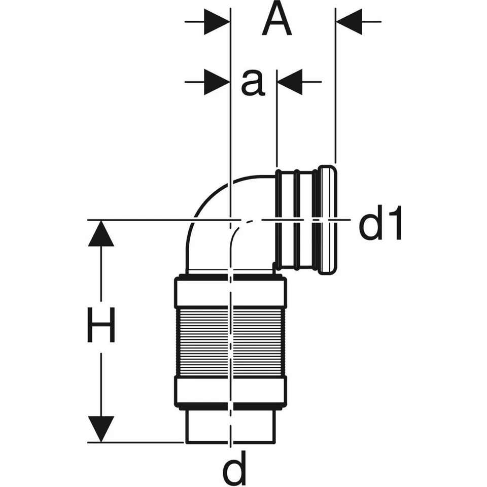 GE PE Anschlussbogen 90Gr für Wand-WC ausziehbar d90/90 - Bild 3 von 3