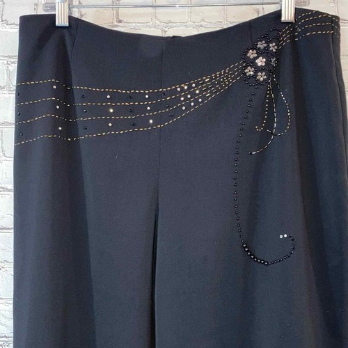 Yansi Fugel Wide Leg Embellished Black Pants - Picture 2 of 6