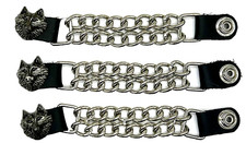 3 WOLF DOUBLE CHAIN MOTORCYCLE BIKER VEST EXTENDERS USA MADE