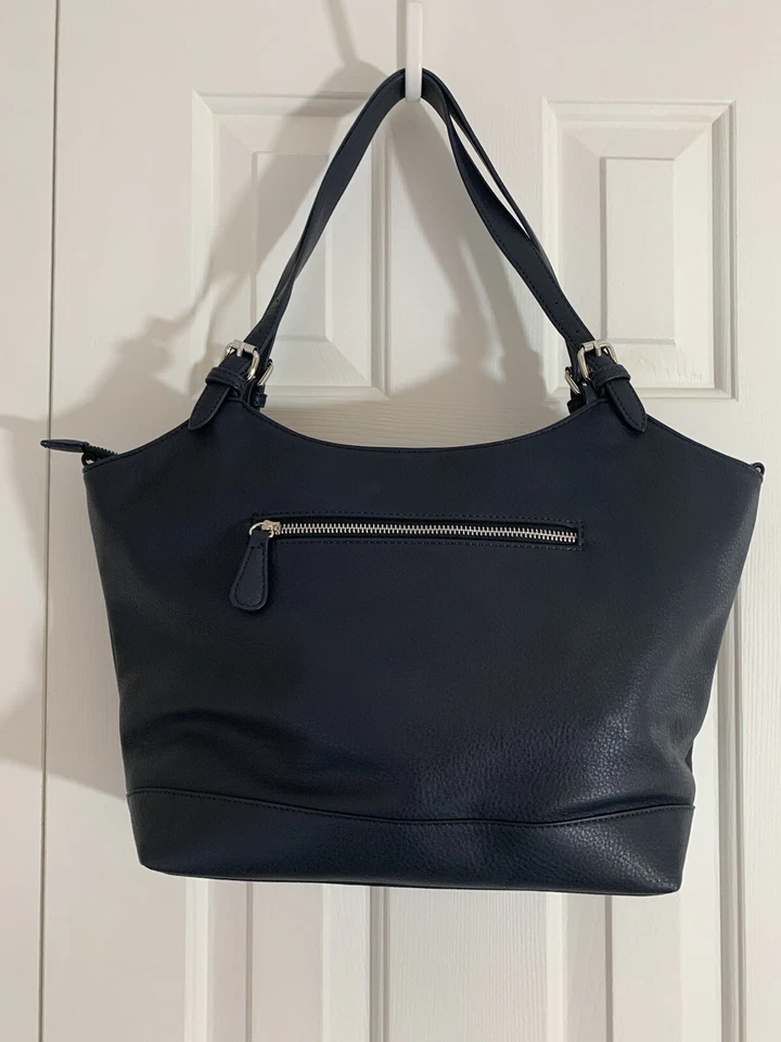 Bolso de hombro Bolzano azul oscuro flexible de cuero suave Foto 4 de 4