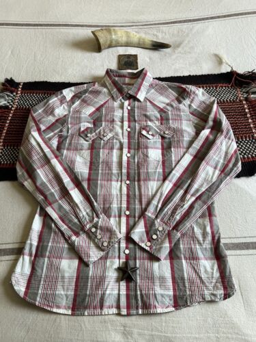 Camicia Levi's Sawtooth M Medium Western 2010 leggera check nuova senza etichette bianca a scatto - Foto 7 di 20