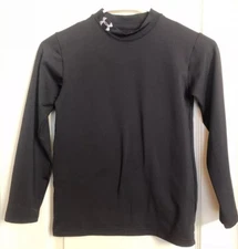 Under Armor Youth Size Small 7 Black Base Layer L/S Soccer Sport Top EUC
